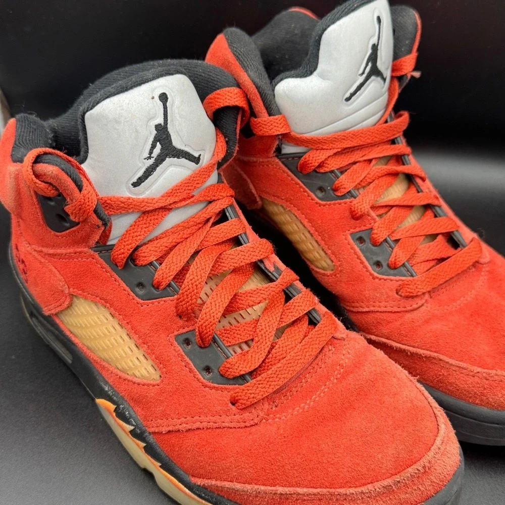 Air Jordan 5 Retro Dunk On Mars Womens 7W Red Suede Hi Top Sneaker Fits 6 Youth - Picture 2 of 8